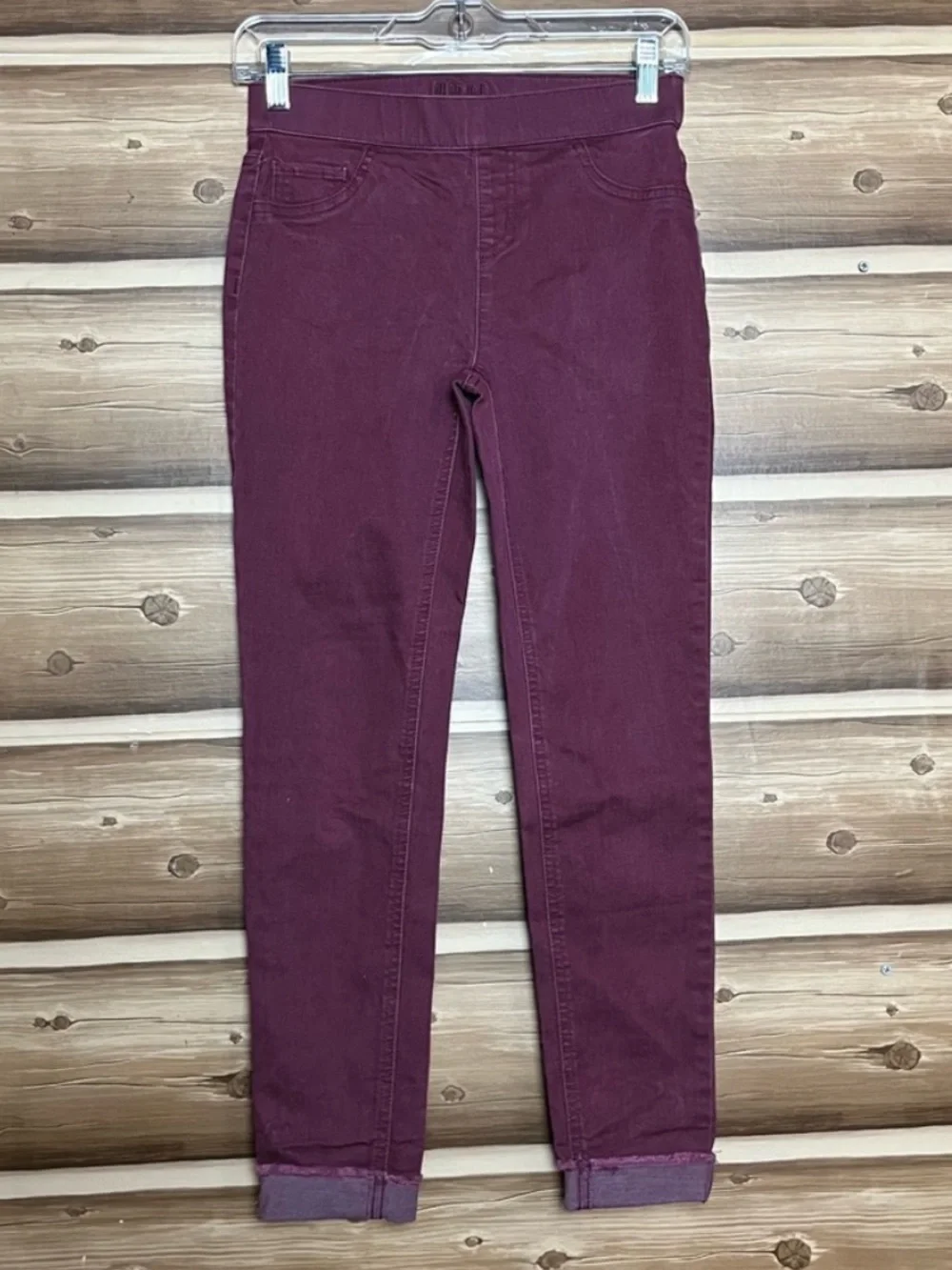 5 for $30 Justice girl skinny mid rise elastic waist‎ ankle burgundy jeans Sz 14